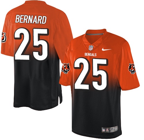 Men's Elite Giovani Bernard Nike Jersey Orange/Black - #25 Fadeaway NFL Cincinnati Bengals